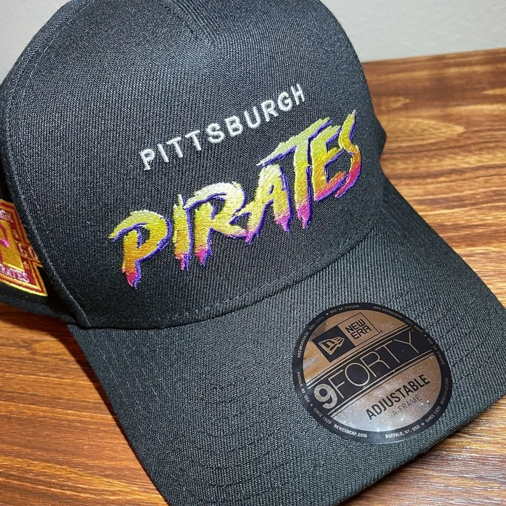 New Era Pittsburgh Pirates A-Frame Snapback Hat Black Yellow 9FORTY 1960 Patch